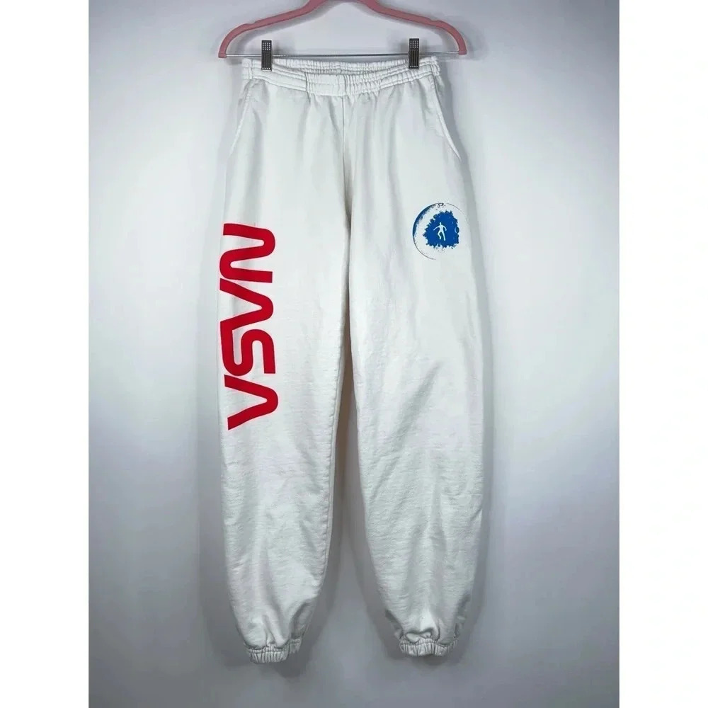 Kid Cudi To The Moon Tour Sweatpants Merch Nasa White Logo Size Small